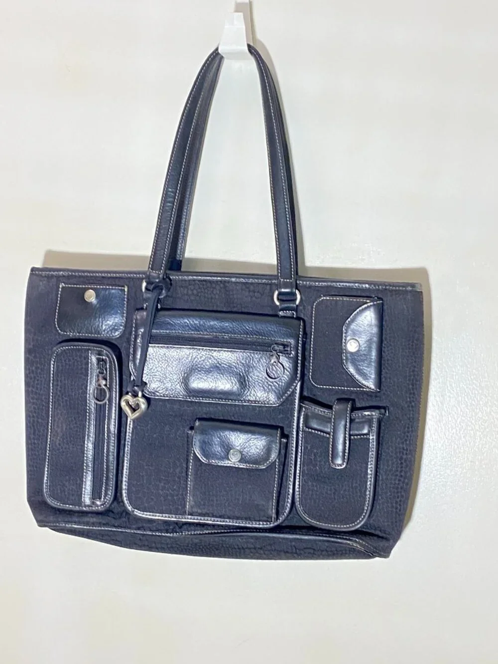 Brighton Black Organizer Briefcase Tote Laptop Work Bag Croc Embossed TLC
